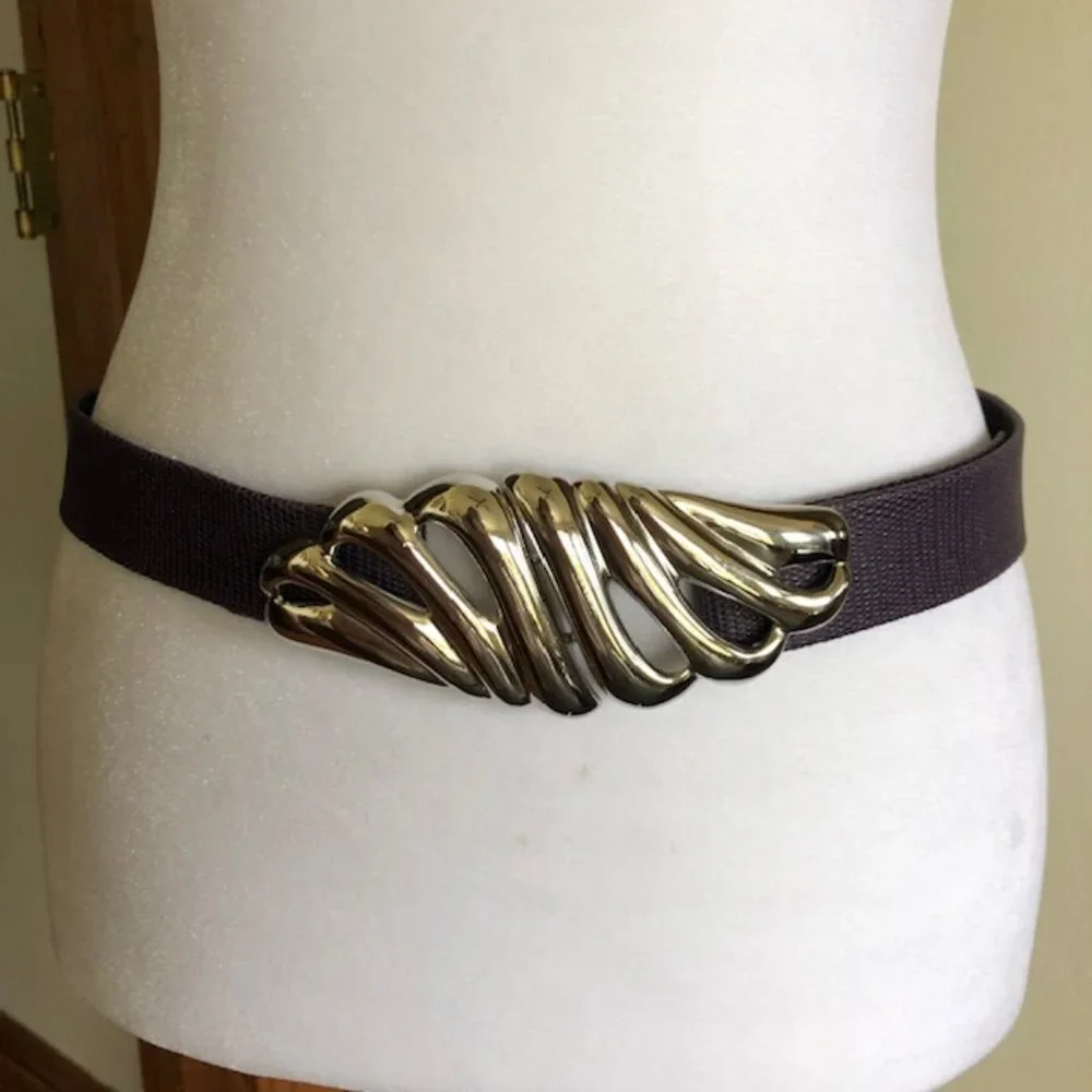 DOTTY SMITH Vintage Silver Belt Buckle & Interchangeable Purple Belt Strip